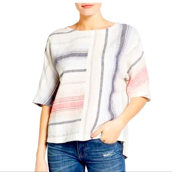 CASLON V-BACK LINEN TOP - Picture 1 of 11